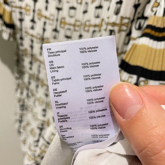 NWT Maje WHITE/BLACK Pleated Tunic With Preppy Print SZ 2 - Picture 8 of 9